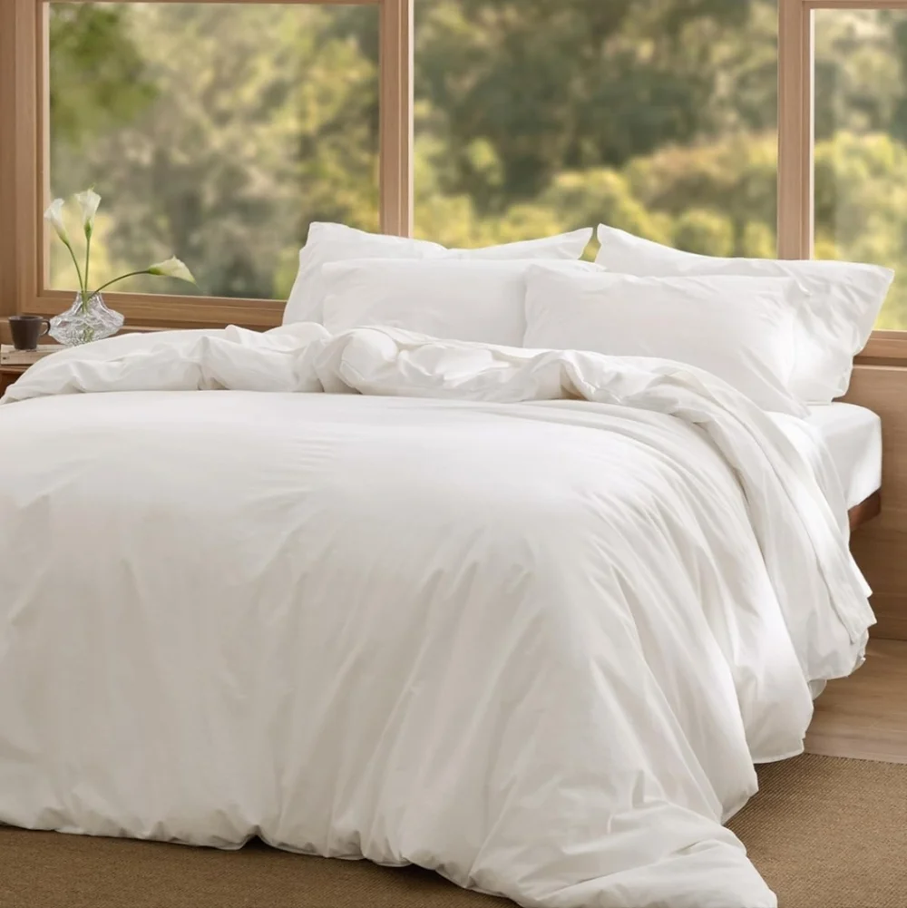 Bedsure Cotton Duvet Cover King - Luxury Slub Weave 100% Cotton Duvet Cover Set,